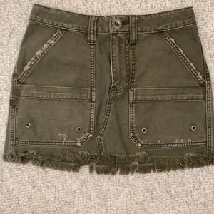 Free People green denim-like mini skirt size 24